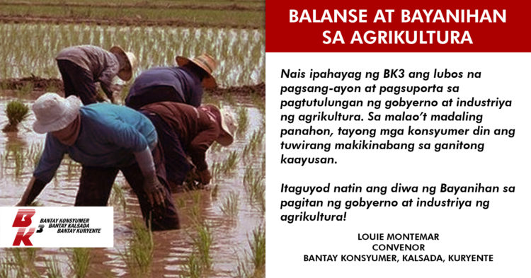 Balanse at Bayanihan sa Agrikultura - Pahayag ng BK3